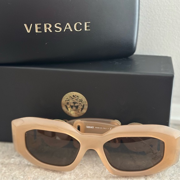 Versace Beige Sunglasses with Gold Medallions